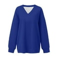 thumbnail image 4 of VISALY V Neck Pullover Sweater Tunic Sweatshirt Oversized Sweatshirt Casual Fleece Pullover Sweaters Cute Long Sleeve Shirts Tops Baggy Sweaters Basic Tops Athletic Sweatshirts Blue L, 4 of 6
