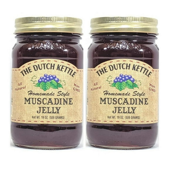 Dutch Kettle Amish Homemade Style Muscadine Jelly 2 - 19 Oz Reusable Jars All Natural Non-GMO No Preservatives