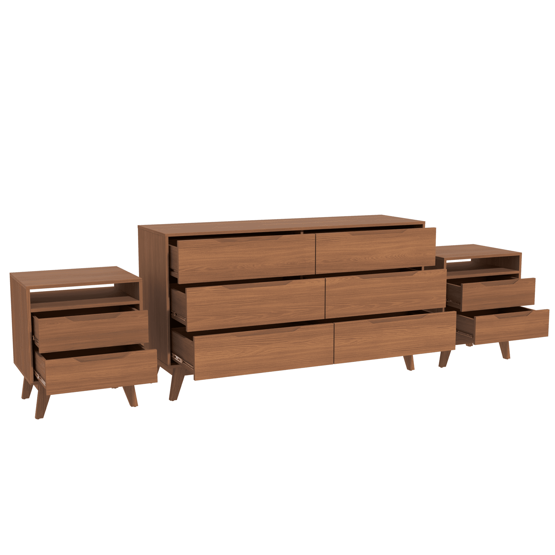Kappesberg Bedroom Furniture Set with 6-Drawer Dresser and 2 Nightstands Golden Oak – Modern Storage Combo