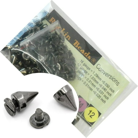 - 48 Sets Black Gunmetal Cone Screw on Spike Rivet Studs 10x7mm Punk Gothic or Leather Work