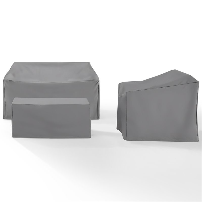 Outdoor-Möbelschutz: 3-teiliges Abdeck-Set Aus Strapazierfähigem Vinyl Für Zweisitzer, Stuhl & Couchtisch – Grau, Wetterfest