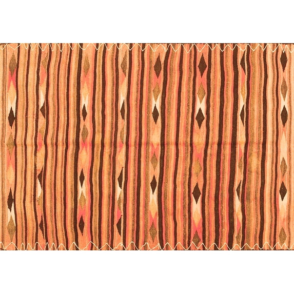 Ahgly Company Indoor Rectangle Oriental Orange Traditional Area Rugs, 8' x 12'