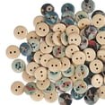thumbnail image 3 of 100 botones de madera con impresión mixta, 2 agujeros, redondos, decorativos, para coser, manualidades, espacio de color de registro, 3 of 10