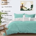thumbnail image 4 of Turquoise Burlap Texture Bedding 3 Piece Duvet Cover Set Full Size, Farmhouse Vintage Aqua Soft Microfiber Comforter Cover with Zipper Closure & Pillowcases, Wrinkle & FadeResistant Quilt Cover, 4 of 9