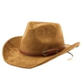 thumbnail image 2 of Classic Cowboy Style Statement Hat Designed for Travel Sun Suede Velvet Western Headwear, 2 of 4