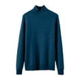 thumbnail image 3 of 2025 Knit Sweaters for Women Long Sleeve Turtleneck Tops Fall Winter Soft Warm Cozy Wool Knit Sweater Pullover Navy M, 3 of 3