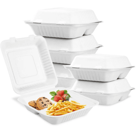 8x8 Inch 3 Compartment PP To Go Food Containers with Lids – 150 Pack, Leak Resistant Takeout Containers, Microwave & Freezer Safe, Stackable Meal Prep Containers BOSPHORA