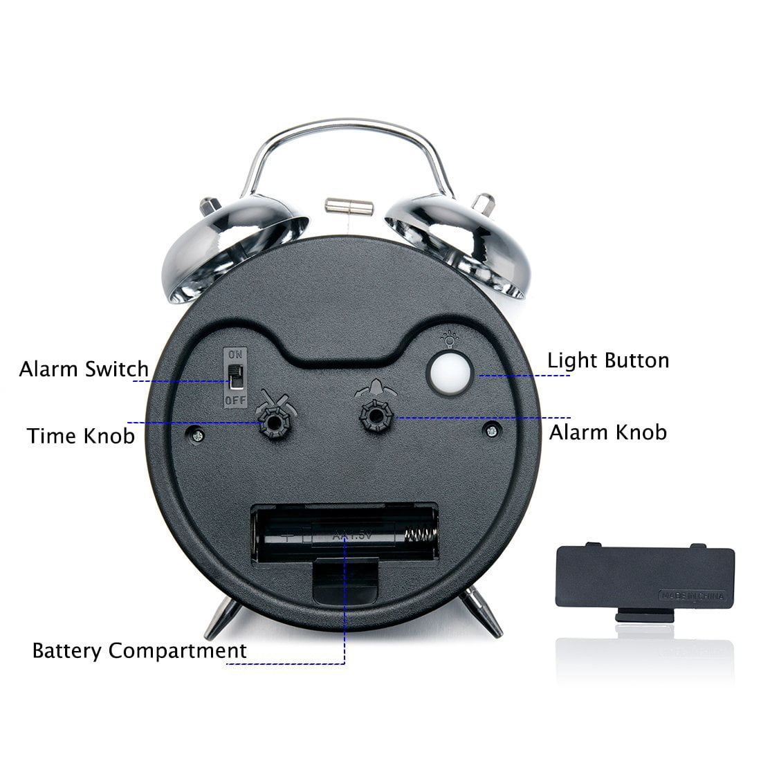 4 Inches Bell Loud Alarm Clock For Heavy Sleepers (chrome Finish)
