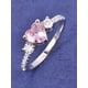 thumbnail image 5 of Emsione Anillo de compromiso de boda chapado en plata de ley 925 con topacio rosa creado con corte de corazón y circonita cúbica de varias filas onduladas, eternidad, aniversario, boda, 5 of 5