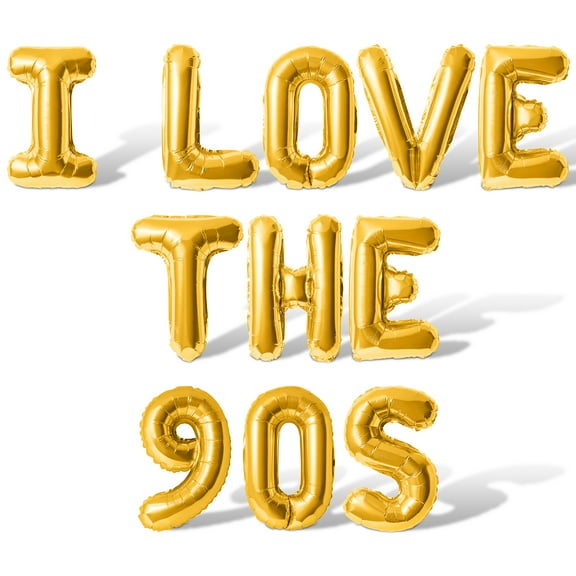 Letter Balloons - I LOVE THE 90S 16" Inch Alphabet Letters Foil Mylar Balloon 90s Birthday Party Banner (Gold)
