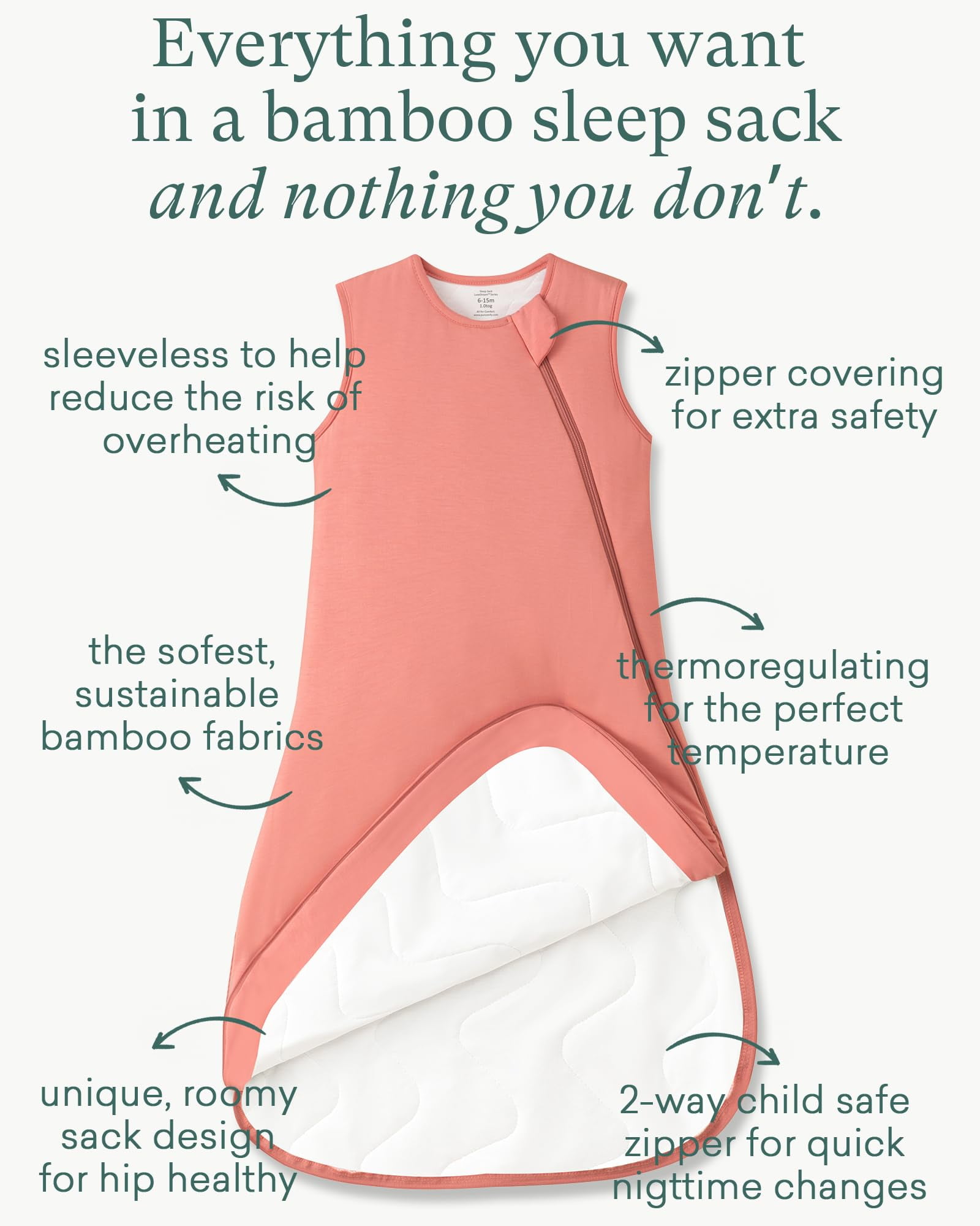 Supersoft Sleep Sack 1.0 TOG, Premium Bamboo Viscose Baby Sleeping Bag 2-Way Zipper Sleep Sack Baby Wearable Blanket