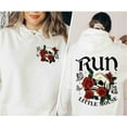 thumbnail image 4 of Run Little Mouse Hoodie - 2 Sides Graphic Haunting Adeline Roses and Skull Hoodie, 4 of 6