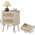 thumbnail image 2 of Rattan Nightstand, Boho End Table with 2 Drawers Bedroom Bedside Side Tables Grey White Night Stand for Living Room, Bedroom, Dorm Room Essentials, 2 of 9