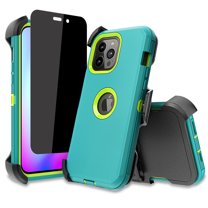 NIFFPD iPhone 14 Pro Max Case with Screen Protector（Anti Spy Privacy）   Belt-Clip Holster, Heavy Duty Hard Shockproof Phone Case for iPhone 14 Pro Max 6.7" Green Yellow