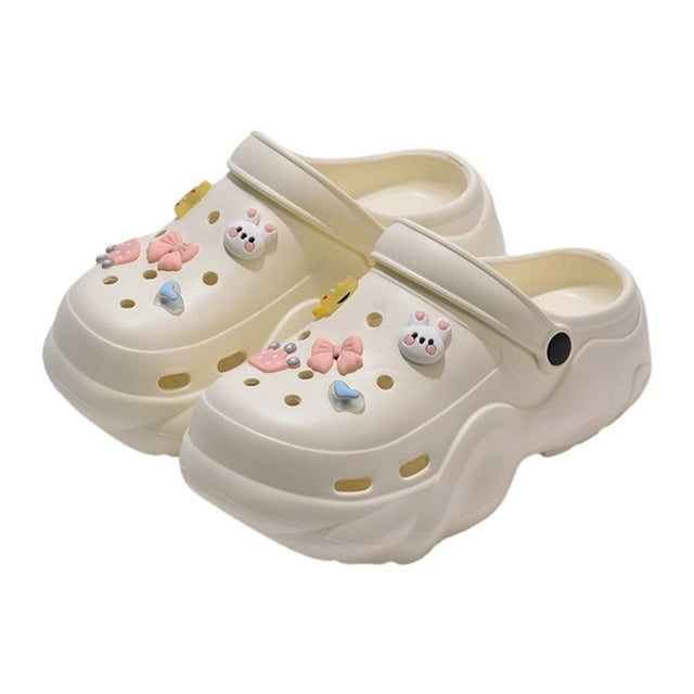 MIASHUI Sabots pour Femmes Chaussures de Jardin Légères Pantoufles de Plage Extérieures Sandales à Plateforme, Blanc, 8