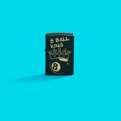 Zippo Lighter - Customized Engraved Message Windproof King 8 Ball Design 46291
