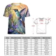 thumbnail image 2 of Flower Hummingbird Womens Tops Women's Fashion Casual Short Sleeve Flower Print Round Neck Pullover Top Blouse, 2 of 6