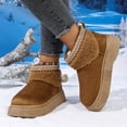 thumbnail image 3 of Fuzzy Platform Snow Boots for Women Cold Weather Warm Fleece Lined Fashion Plush Non Slip Winter Ankle Booties Slip-On Mid Calf Short Boots, 3 of 7