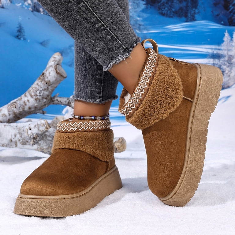 Talia-Hi Women Mukluk Faux Fur Boot Mid Calf Winter Snow  Pull in fur boots Brown. display picture 1