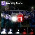 thumbnail image 5 of 2pack 1500 Lumens Ultra Bright Rechargeable Headlamp With White Red Light, 5 Modes Zoomable Waterproof Motion Sensor Headlight For Outdoor Camping Running Cycling Hiking, 5 of 10