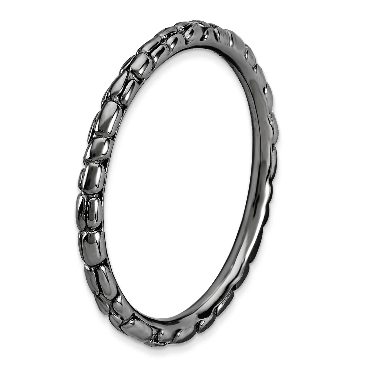 Sterling Silver Black-Plated Twisted Ring