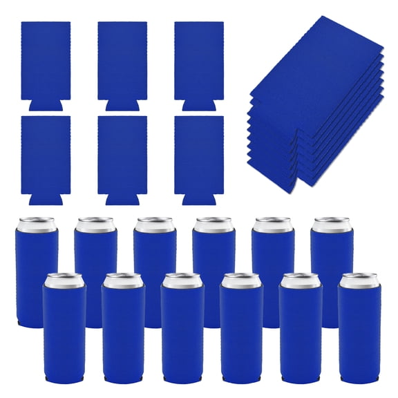 Aspire 25 Pcs Neoprene Blank Slim Can Cooler Sleeves, 12oz DIY Soft Reusable Skinny Tall Beverage Cup Sleeves - Royal Blue