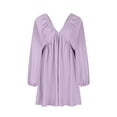 thumbnail image 2 of QIPOPIQ Robes pour Femmes pour Invité de Mariage Fête Manches Longues Col en V Longueur Genou Robe Longue d'Été Robe Sexy Rétro Ample 2023 Offres, 2 of 5