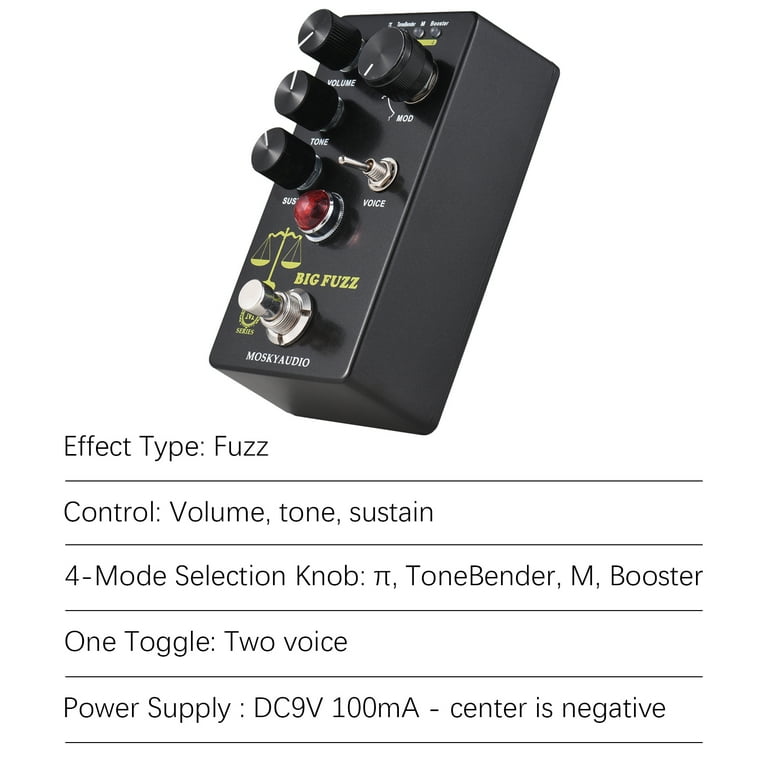 MOSKYAudio Effect maker,/Tone/Sustain Portable Fuzz 4 Mode