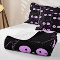 thumbnail image 4 of Manfei Cartoon Cat Twin Quilt Set, Kawaii Abstract Kitten Twin Coverlet Set, Black Orchid, 2pcs, 1 Bedspread and 1 Pillowcase, 4 of 7