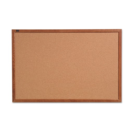 Quartet Cork Bulletin Board, 36 x 24, Oak Finish Frame (85223)