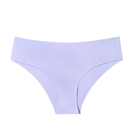 Lovskoo 2024 Women s Seamless Hipster No Show Invisible Ice Silk Stretch Underwears Bikini Underwear Panty Purple