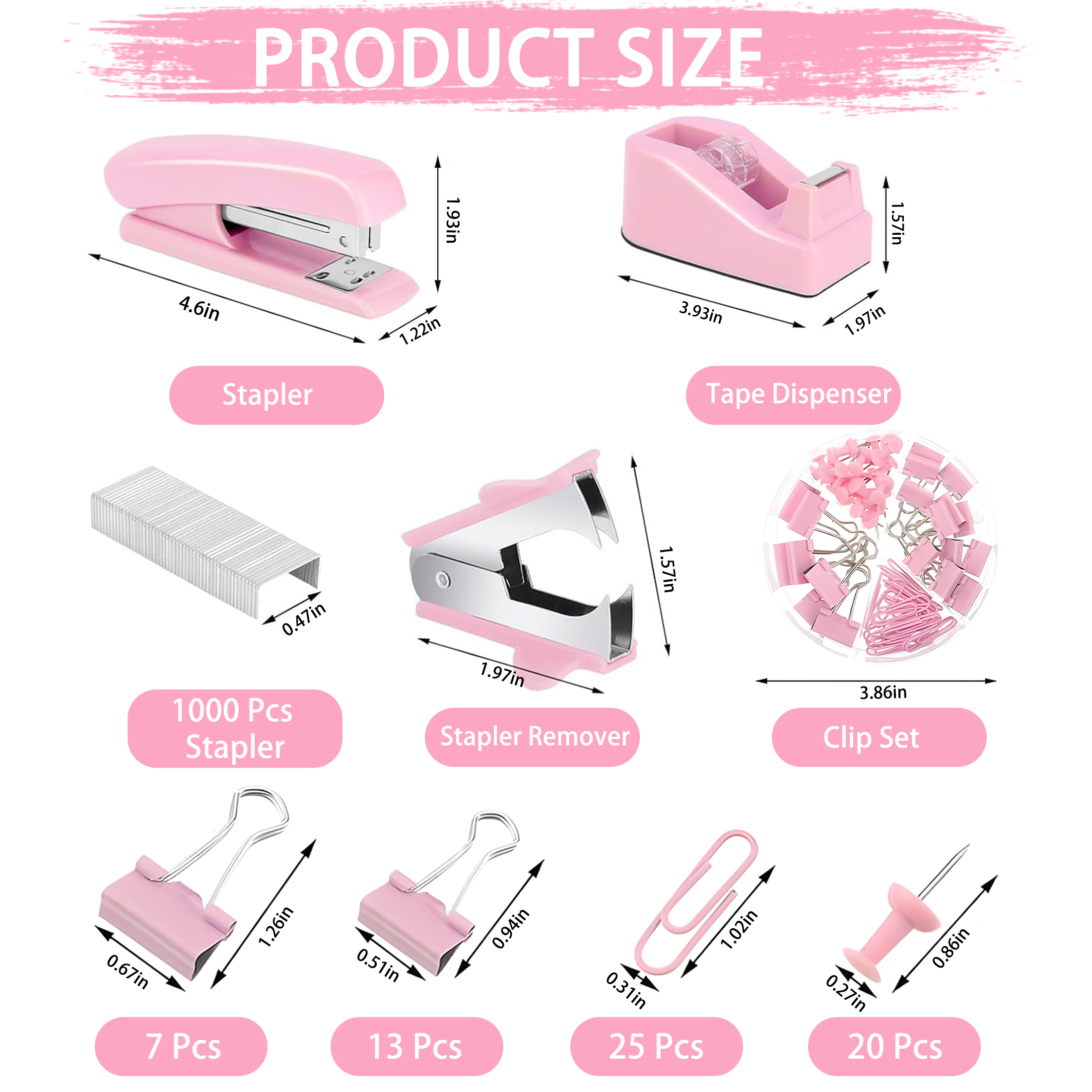 Cyrico Pink Office Supplies Set, 17-Piece Desk Kit photo 2