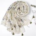 thumbnail image 2 of SUXIAN Women's Fall Scarf Lightweight Soft Floral Print with Tassel Shawl Navy One Size, 2 of 3