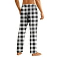 thumbnail image 4 of Havenx Mens Cotton Pajama Pants Plaid Flannel Pajamas Pants 2025 Plus Size Sleeping Pants Elastic Waist Straight-Leg Lightweight Lounge Pants,White L, 4 of 6