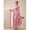 Pink, variant on Womens Pink Elegant High Neck Long Sleeve Pleated Maxi Dress With Ruched