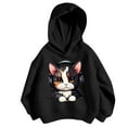 thumbnail image 2 of Piuwrlz Hood Sweatshirts Childrens Girls Boys Long Sleeve Printed Hoodies Loose Hoodie Black Size 6 Years, 2 of 3