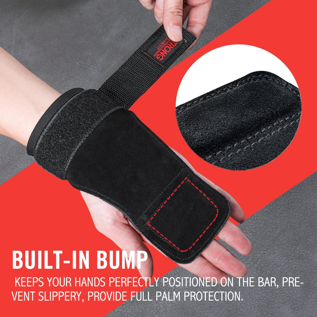 OHMY FIT Weight Lifting Grips Workout Pads With Adjustable Wrist Straps, Support Wraps for Power Lifting Pull Up Fitness Gym, Kettlebells and Cross Training for Men and Women