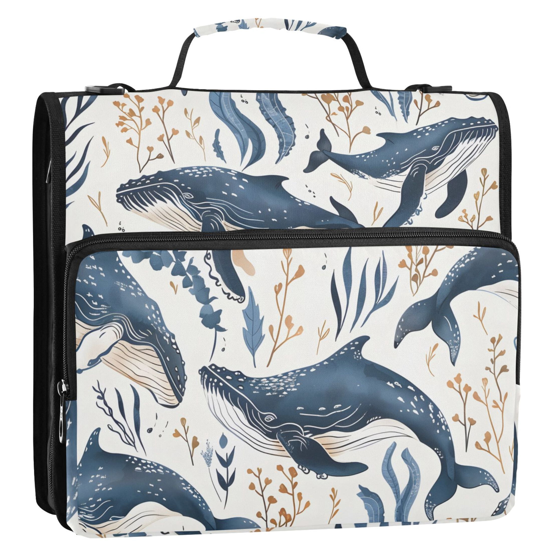 ALAZA Zipper Binder Whales Underwater 3 Ring Trapper Keeper File Folder Organizer Bag