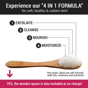 pureSCRUBS Premium Organic Body Scrub Set - Large 16oz COCONUT BODY SCRUB - Pure Dead Sea Salt Infused With Organic Essential Oils & Nutrients + FREE Wooden Spoon, Loofah & Mini Exfoliating Bar Soap