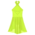thumbnail image 6 of YUUMIN Women Sleeveless Halter Neck Lyrical Dance Dress Ballet Leotard Gymnastics Jazz Modern Fluorescent Yellow S, 6 of 7