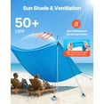 thumbnail image 2 of VEVOR Beach Tent Sun Shelter, UPF50+ Sun Protection, 6.6 ft Tall, 10x10 ft, Easy Pop Up Beach Canopy with 8 Sandbags, Stability Poles, Sand Shovels, Portable Shade for Family Outings, Camping,Fishing, 2 of 9