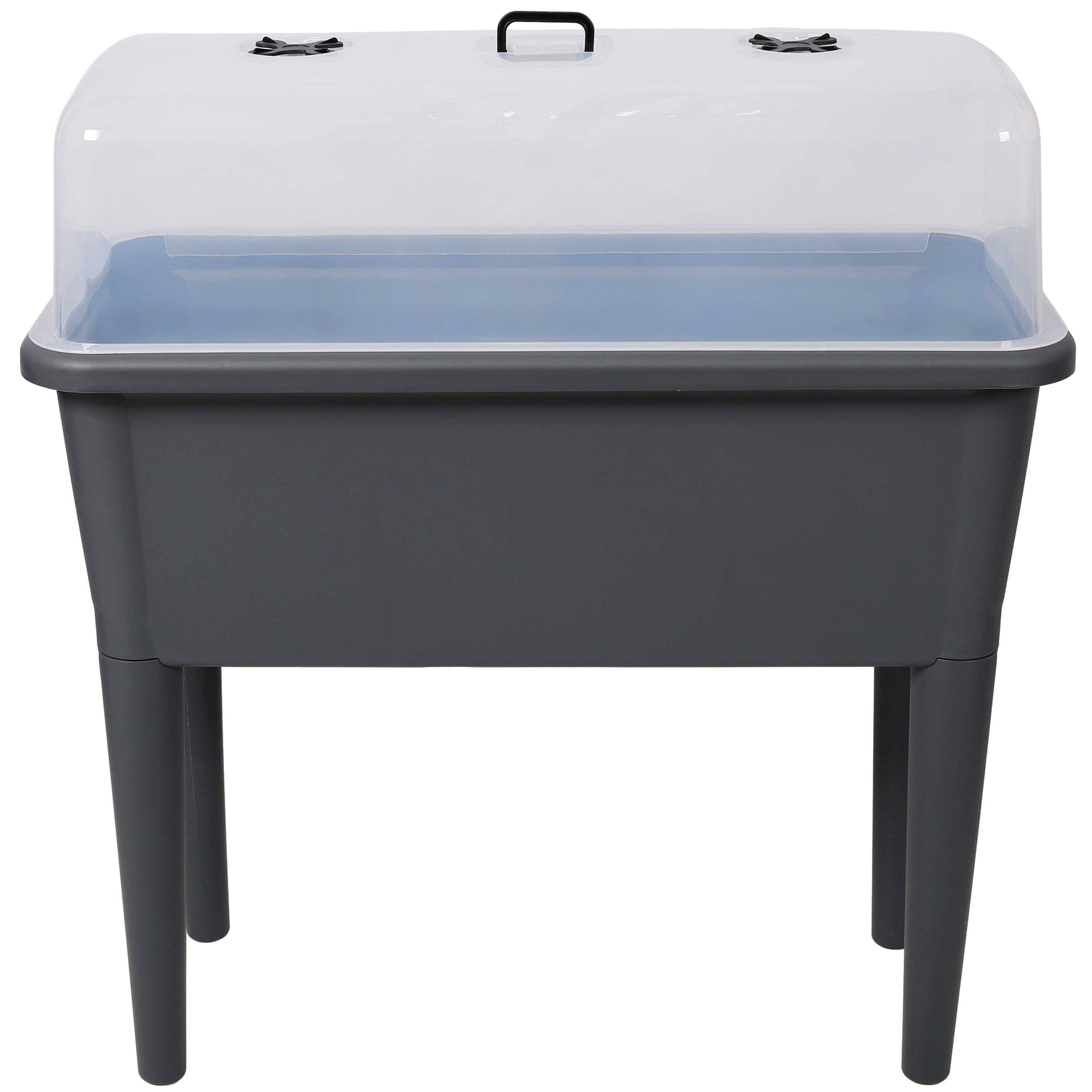 Self-Watering Raised Garden Bed, Elevated Planter Box with Ventilated Transparent Greenhouse Lid & Removable Legs for Vegetables and Flowers