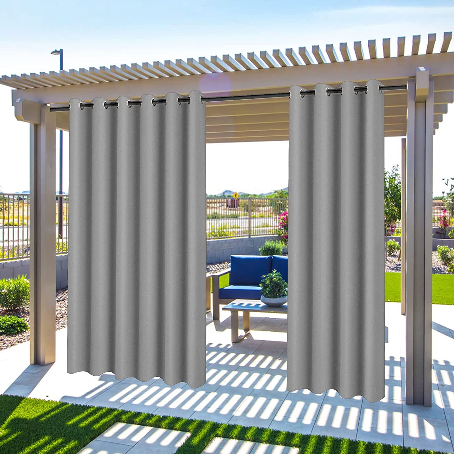 (4 Panel) Gazebo Patio Outdoor Curtains -Waterproof Garden Blackout ...