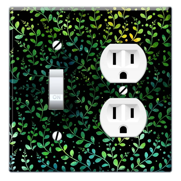 Wirester Double 1 Gang Toggle Light And 1 Gang Duplex Outlet Switch Plate Wall Plate Cover Green Leaf Pattern Walmart Com Walmart Com