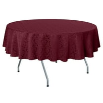 Ultimate Textile (5 Pack) Saxony 102-Inch Round Damask Tablecloth - Jacquard Weave Emblem Crest Design, Dark Red