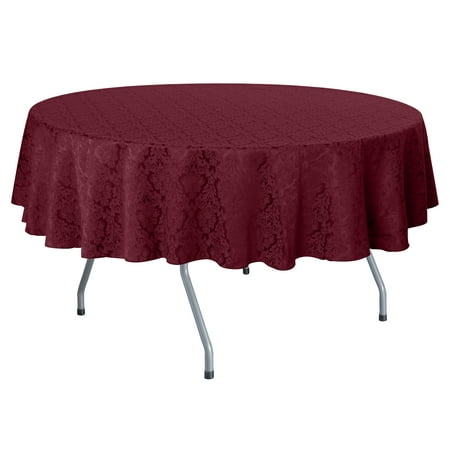 

Ultimate Textile (3 Pack) Saxony 108-Inch Round Damask Tablecloth - Jacquard Weave Emblem Crest Design Dark Red