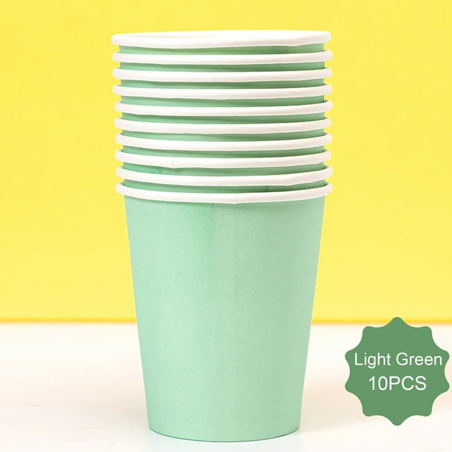 Paper Cups TASTAN 50-Pack 9Oz Colorful Paper Cups - Vibrant Printed Drinking Cups for Parties/Events, Bulk Disposable Beverage Containers (15 Color Mix), Colored Cups, Green