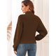 thumbnail image 3 of Jersey ZAFUL para mujer, cuello alto, corto, manga linterna, marrón, 3 of 6