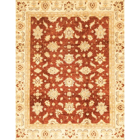 Ahgly Company Indoor Rectangle Abstract Orange Red Oriental Area Rugs, 5' x 8'