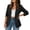 Black, variant on Womens Ruched 3/4 Sleeve Blazer Open Front Coatigan Lapel Jacket with Pockets Dressy Business Casual for Work Office Fall Outfits, Brown, XXL